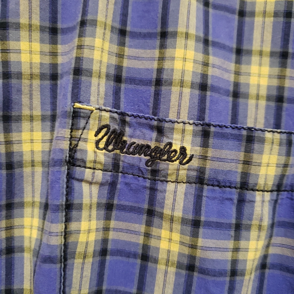 Wrangler Purple Yellow Plaid Long Sleeve Button-Down Shirt - Picture 2 of 4